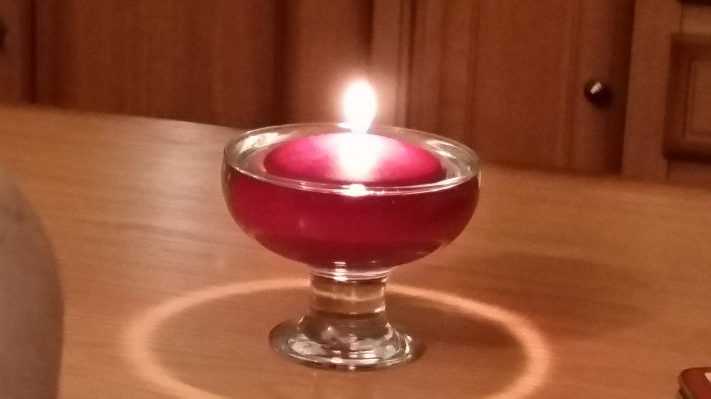 Drijfkaars groot bordeaux-rood-mat, 3 stuks 8x4,5 cm