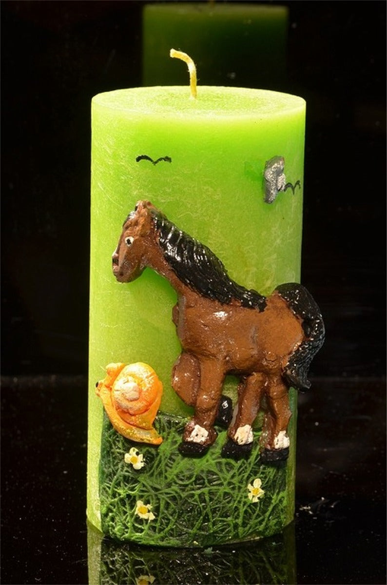 Ronde Paarden kaars, Vierkant, CREME, 150x80 mm