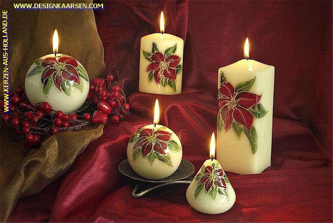 Buntglaskerze, Kugel Ø 10 cm - Weihnachten