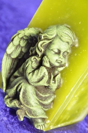 Kerzenengel, Rechteck Mittel, Grün 8x8x13 cm