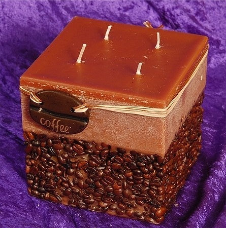 Kaffeekerze Quadratisch BRAUN xxl - 13x13 cm H: 11 cm