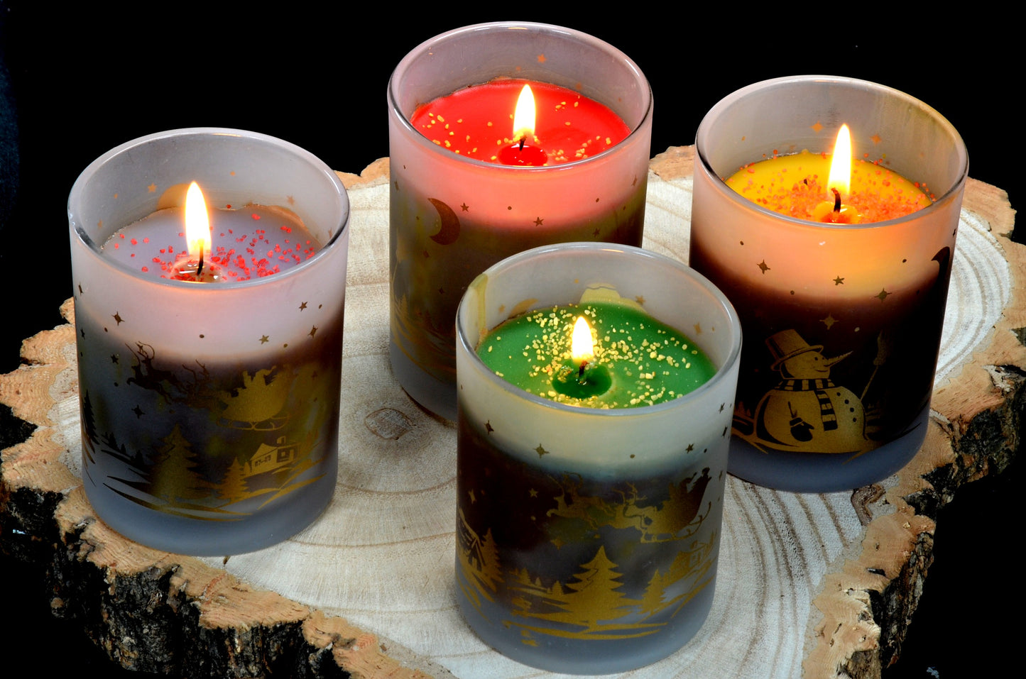 Winterkerzen im Glas, 6 Stück - Weihnachten