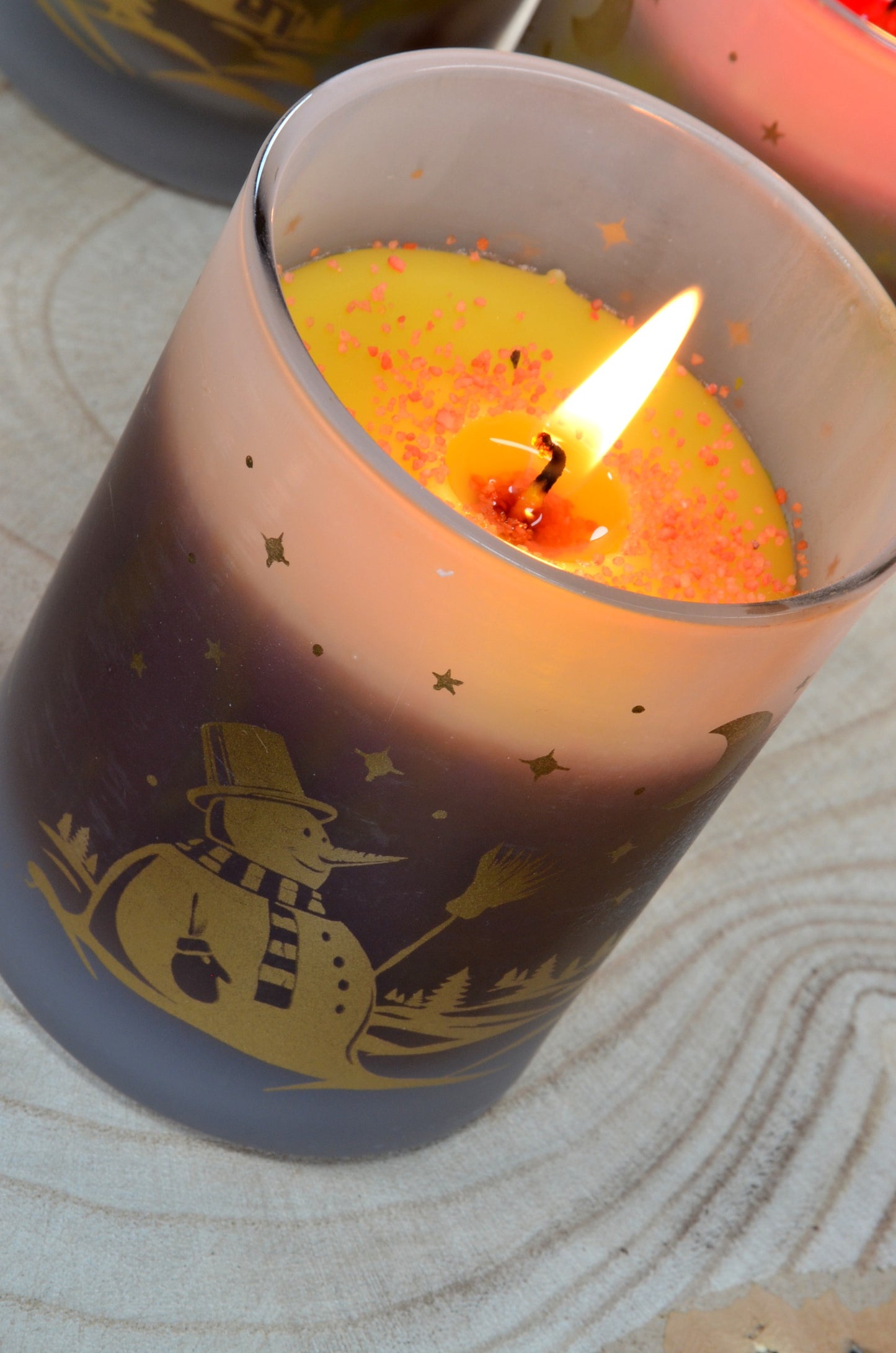 Winterkerzen im Glas, 6 Stück - Weihnachten