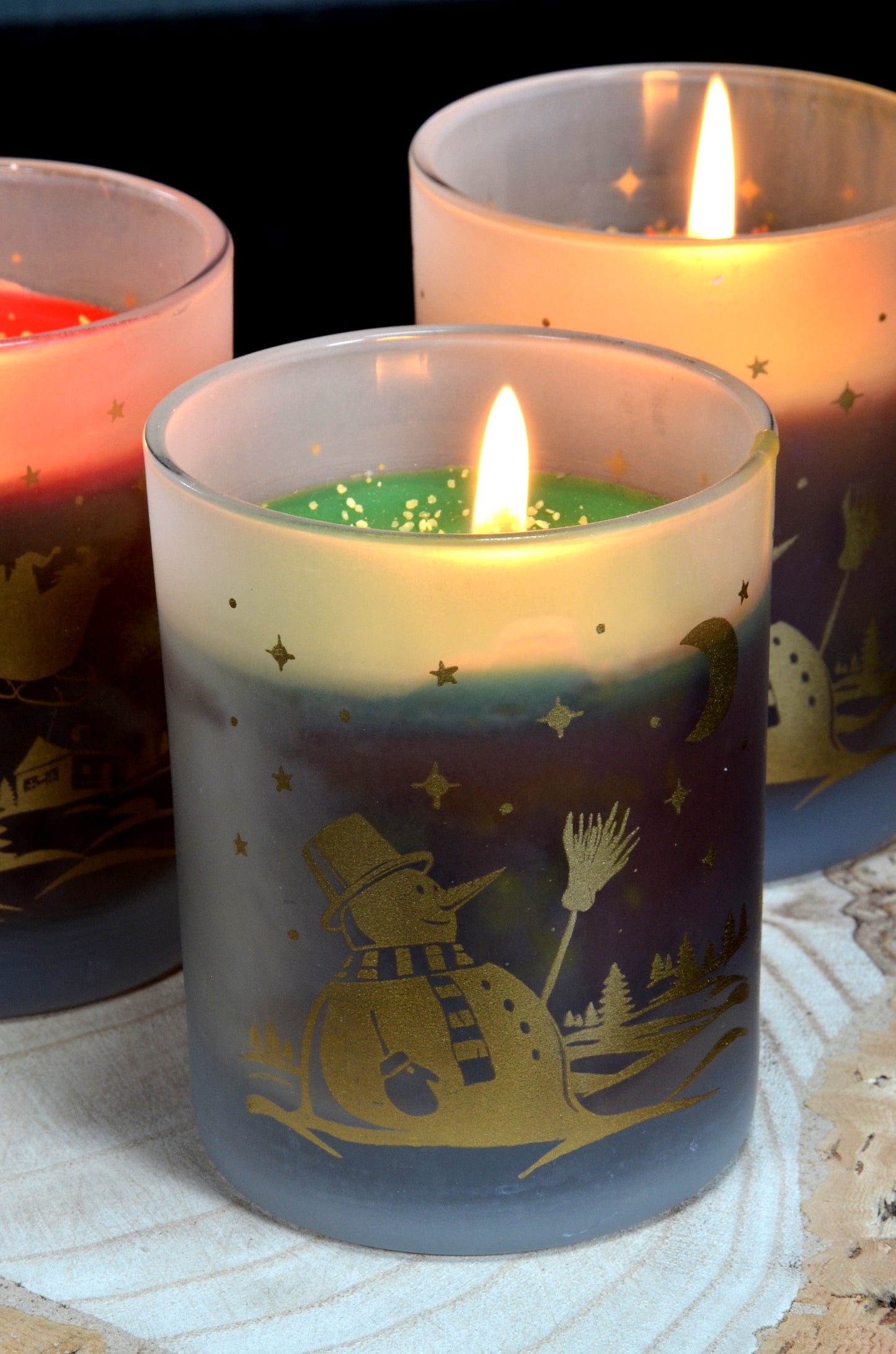 Winterkerzen im Glas, 6 Stück - Weihnachten