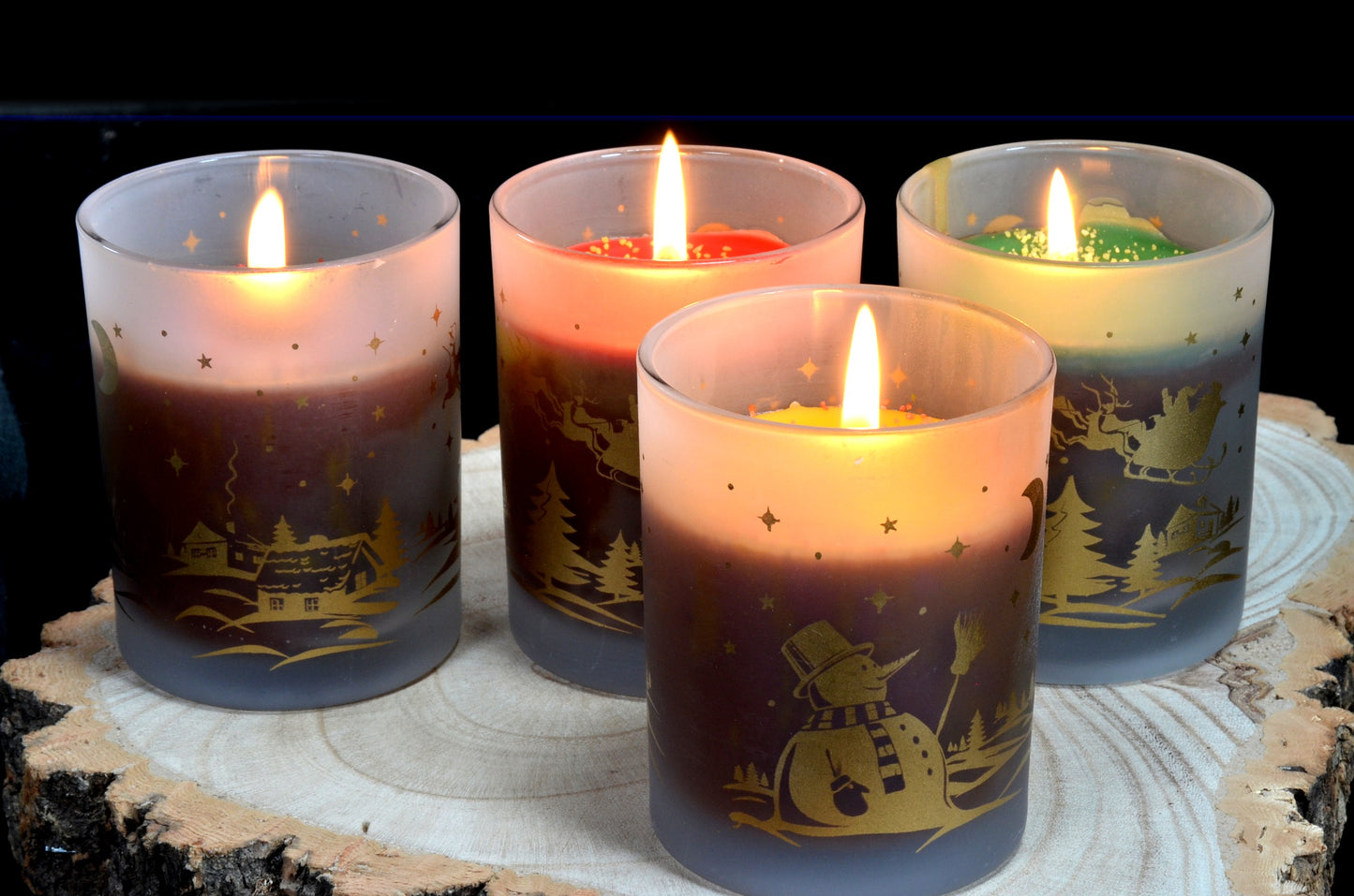 Winterkerzen im Glas, 6 Stück - Weihnachten