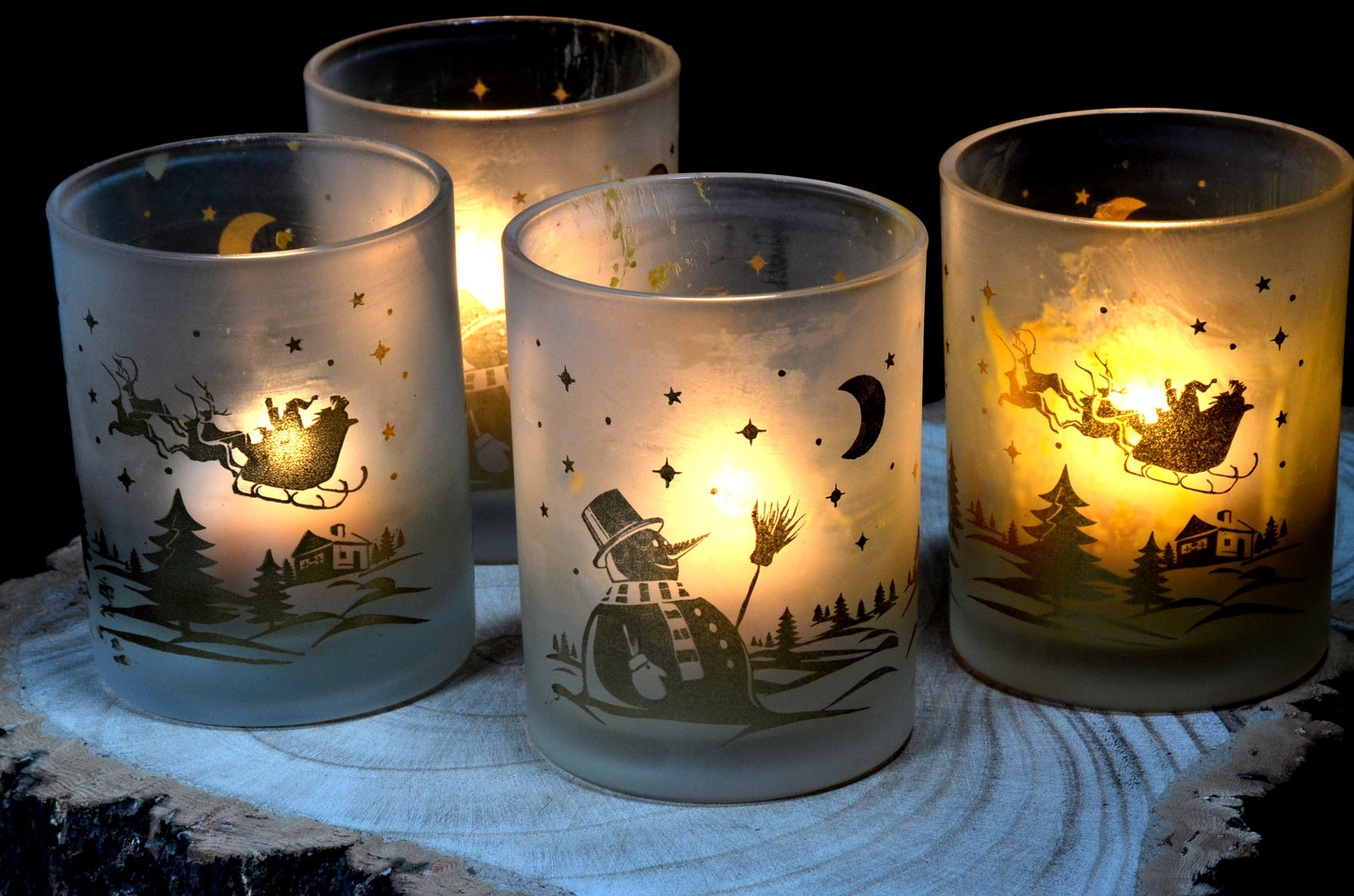 Winterkerzen im Glas, 6 Stück - Weihnachten