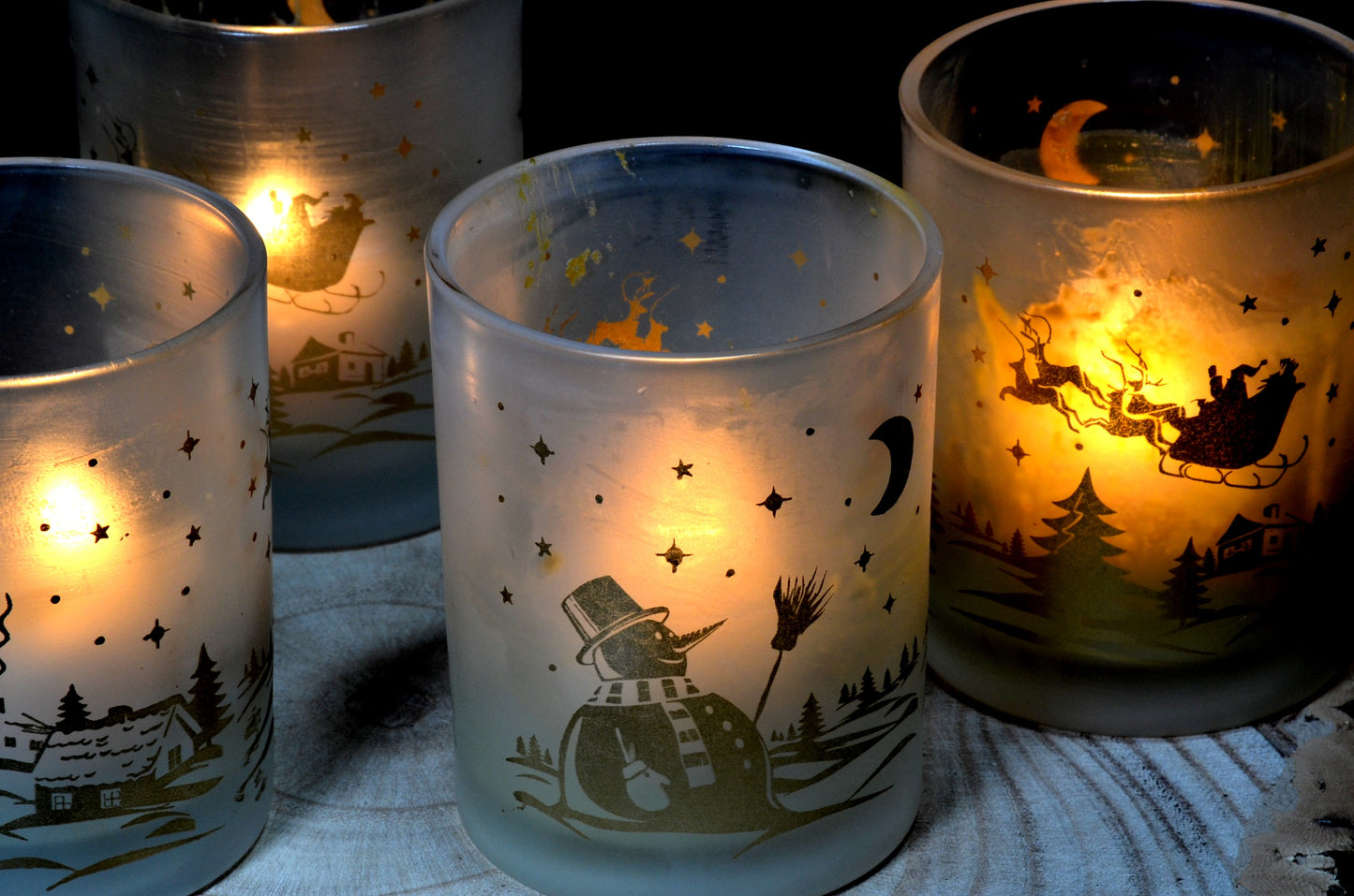 Winterkerzen im Glas, 6 Stück - Weihnachten