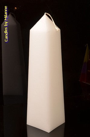 Obelisk Kerze XXL, WEISS perlweiß, Höhe: 34cm