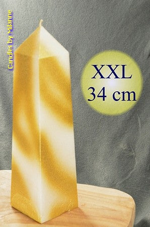 XXL-Obelistenkerze, 34 cm in GOLD / WEISS H: 34 cm