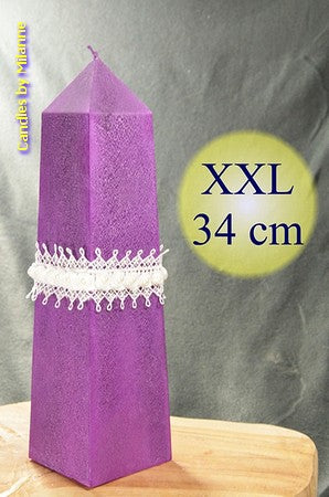 XXL-Obeliskkerze, 34 cm in PURPLE POLYMICO H; 34 cm