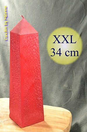 XXL OBELISK Kaars, 34 cm in ROOD POLYMICO H: 34 cm