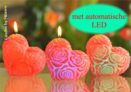 Herzkerze mit LED, H: 10 cm, ROSA-